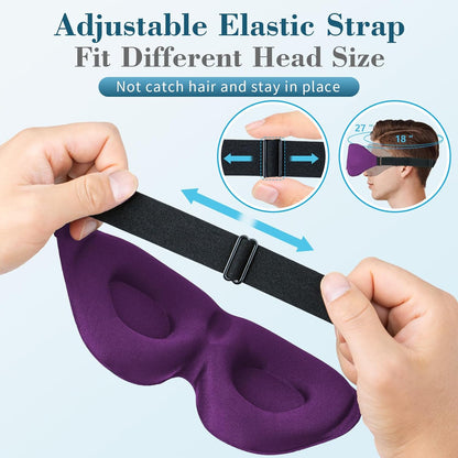 3D Sleep Mask for Side Sleeper, Light Blocking Sleeping Eye Mask for Women Men, Contoured Cup Night Blindfold, Luxury Eye Cover Eye Shade with Adjustable Strap for Travel, Nap, Purple