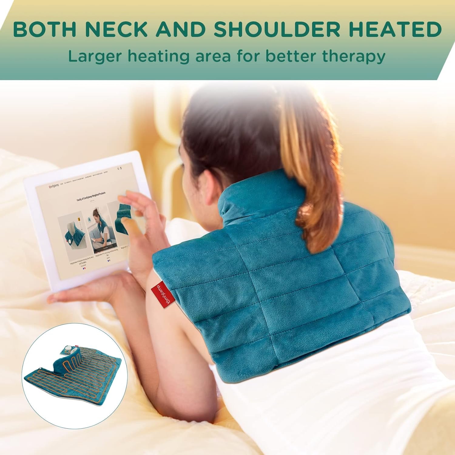 Heating Pad for Neck and Shoulders and Back,  FSA HSA Eligible Weighted Electric Heat Pad for Pain Relief, 2.6Lb Large Heated Wrap, 9 Heat Settings, 11 Auto-Off, Gifts for Women Men Mom Dad