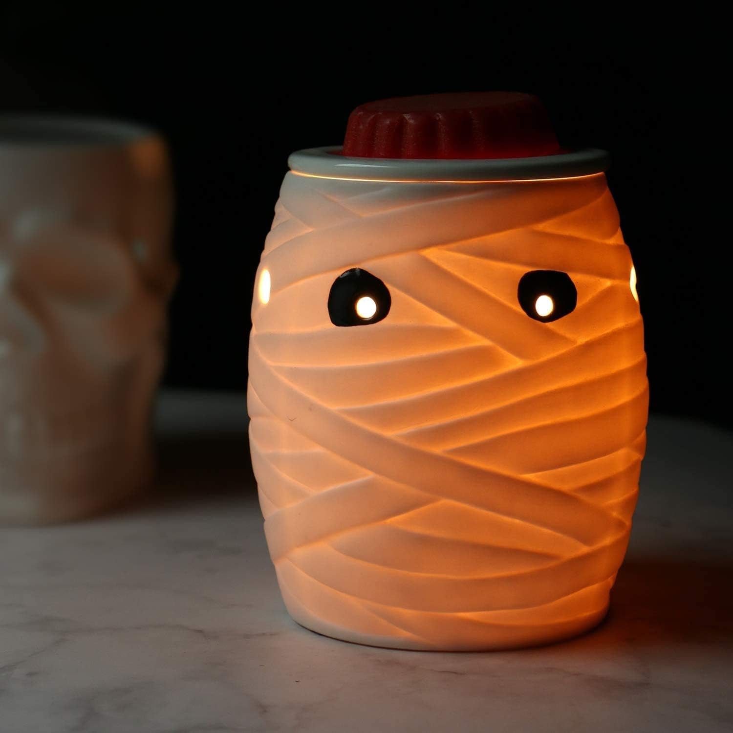 Halloween Pluggable Fragrance Warmer Wax Melter for Home/Dorm/Office No Flame No Smoke No Soot Packaged Together with Two Bulbs - Spooky Mummy