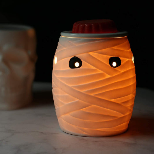 Halloween Pluggable Fragrance Warmer Wax Melter for Home/Dorm/Office No Flame No Smoke No Soot Packaged Together with Two Bulbs - Spooky Mummy