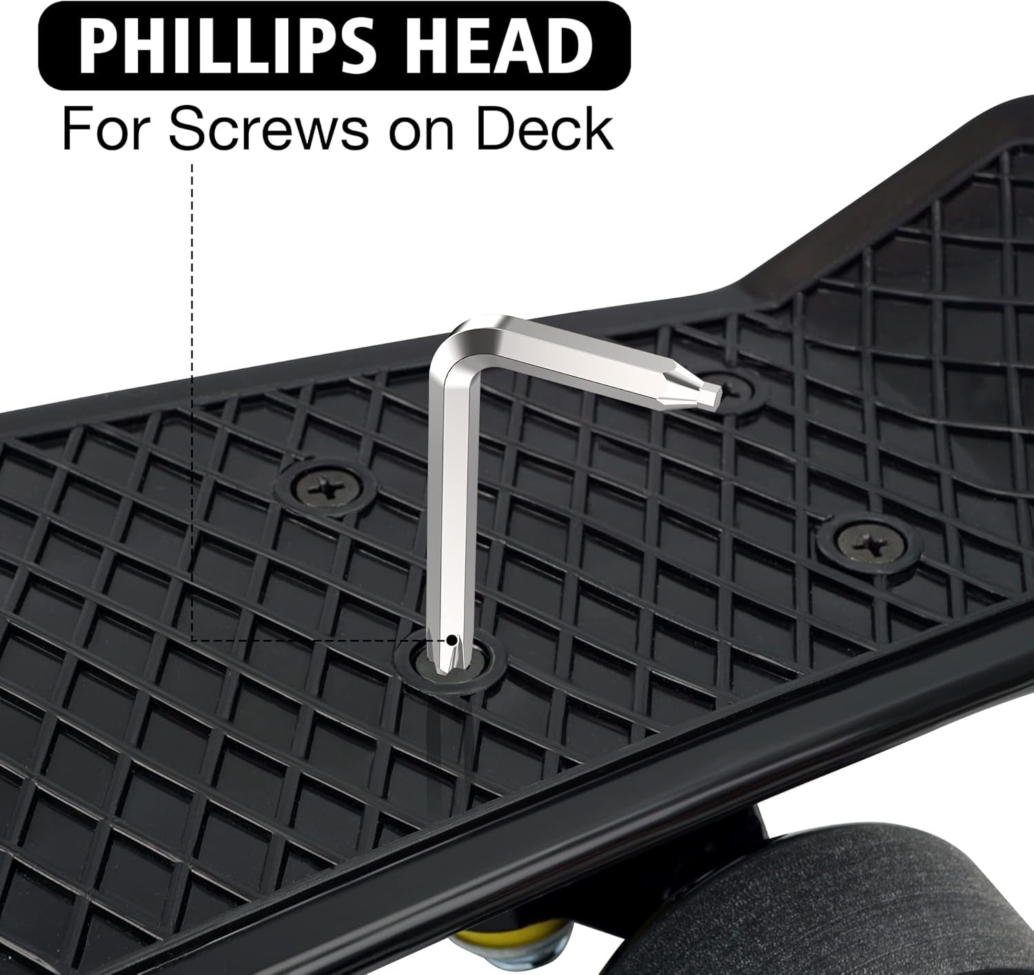 All-In-One Skate Tools Multi-Function Portable Skateboard T Tool Accessory with T-Type Allen Key and L-Type Phillips Head Wrench Screwdriver