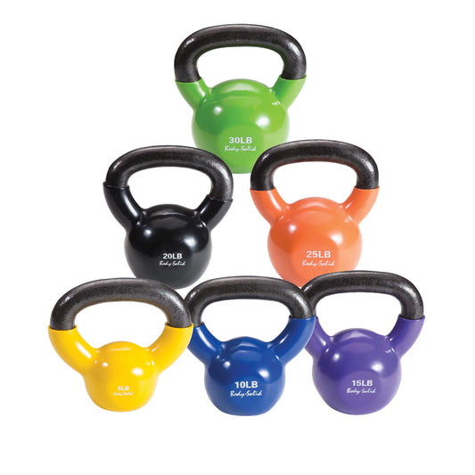 Ultimate KBVS105 Vinyl Kettlebell Set (5-30 lbs) for Total Body Workout