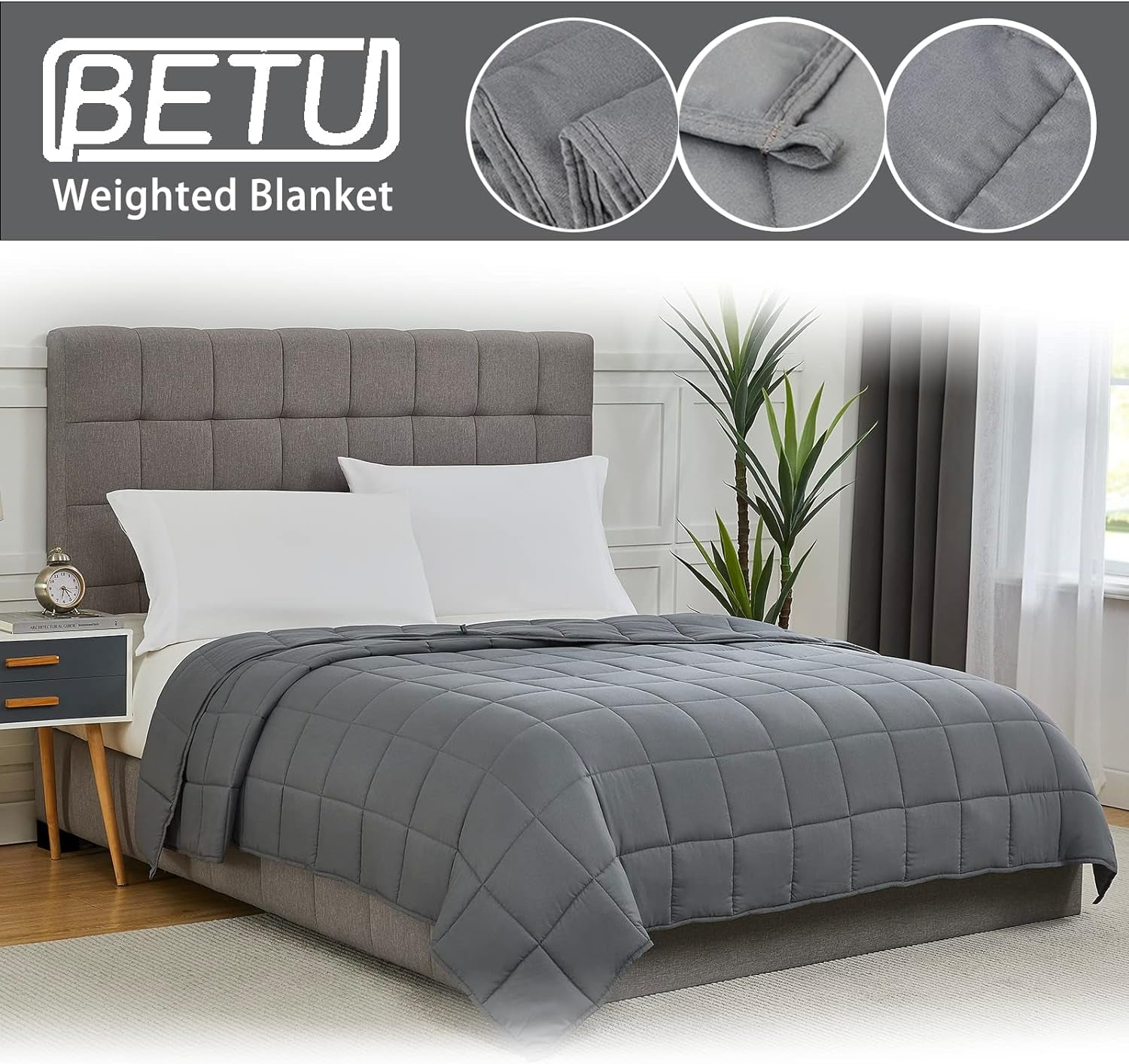 Weighted Blanket for Adults (12Lbs, 48"X72" Twin Size) - Cooling and Breathable Heavy Blanket for 110-130Lbs with Premium Glass Beads - Soft Thick Blanket for All-Season Sleeping Comfort - Grey