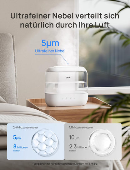 Humidifiers for Bedroom, Top Fill 4L Supersized Cool Mist Humidifier, 32H Runtime, 28 Db Quiet Ultrasonic Air Humidifier for Large Room, Plants, Baby Nursery, Indoor, Night Light, Easy to Clean
