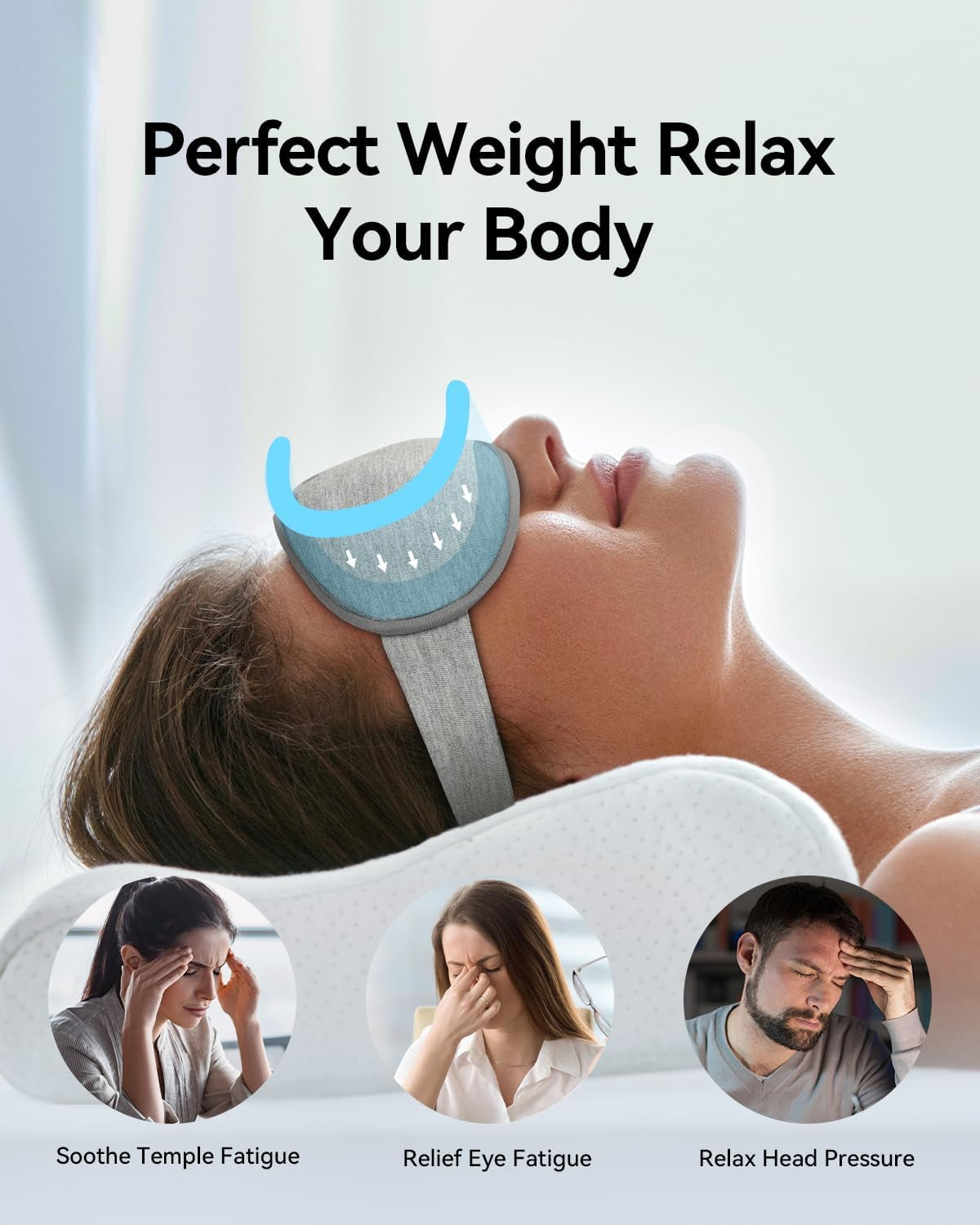 Weighted Eye Mask for Sleeping - Blackout Sleep Mask for Women Men,  Lash Extension Eye Covers, Memory Foam, 3D Contoured, Airplane Travel Essentials, Blindfold for Meditation(Gray)