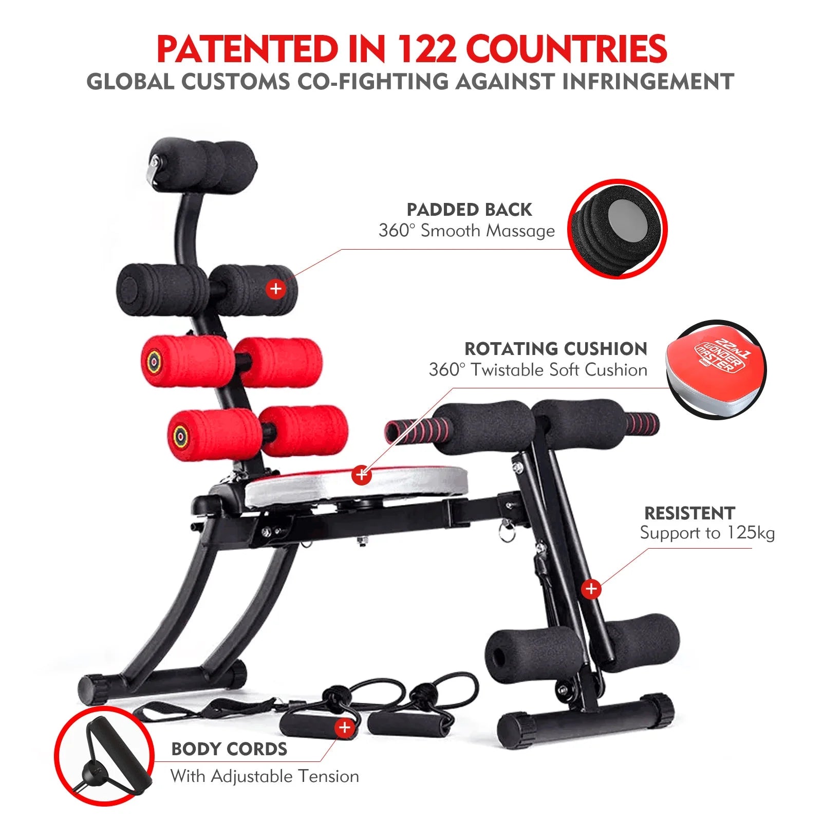 21 in 1 Wonder Master Core & Abdominal Workout Chair,Foldable & Adjustable Rowing Machine,22 Ways to Exercise,Fitness Equipment for Home Gym Sports