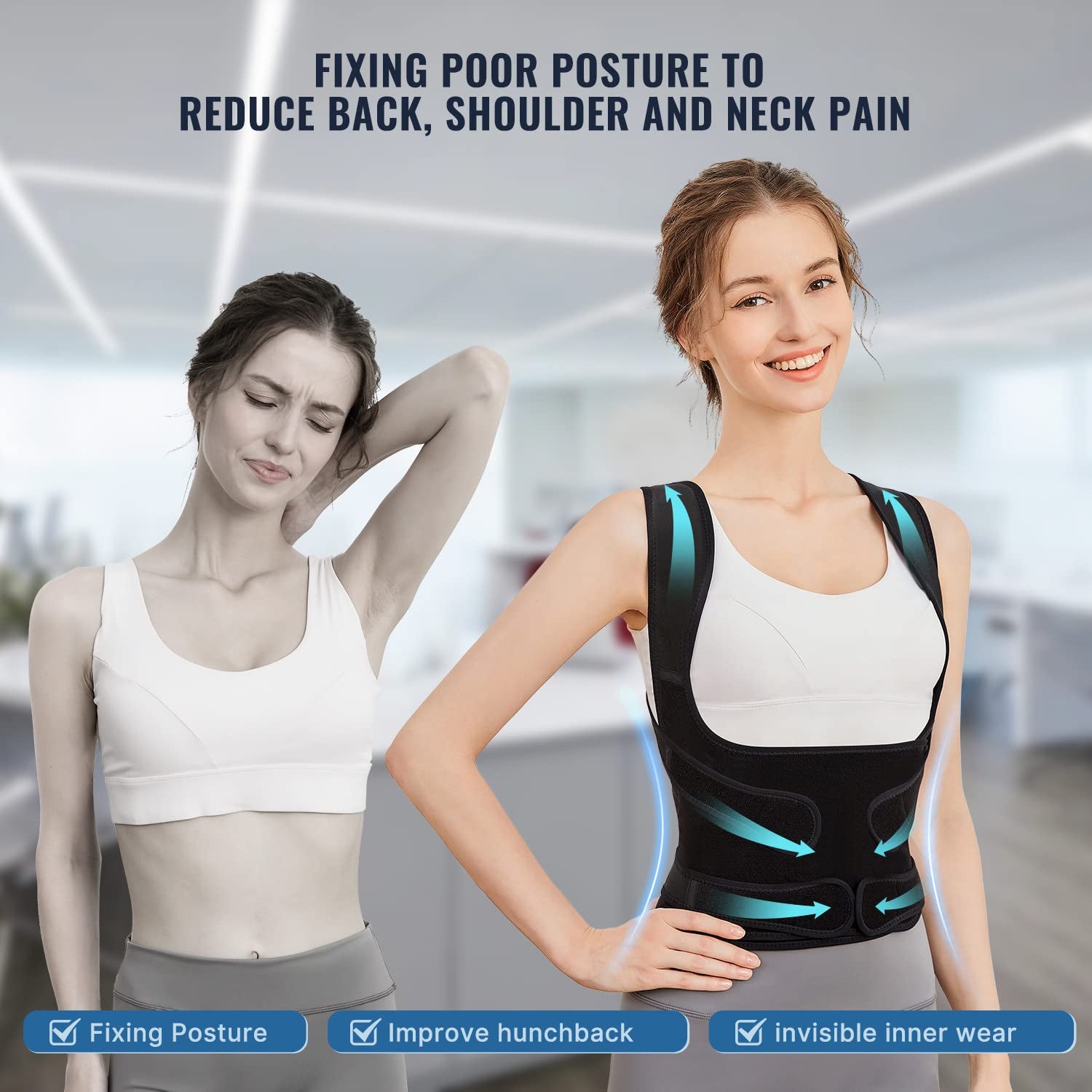 Ultimate Back Brace Posture Corrector for Men & Women - Adjustable Support for Pain Relief & Spine Alignment