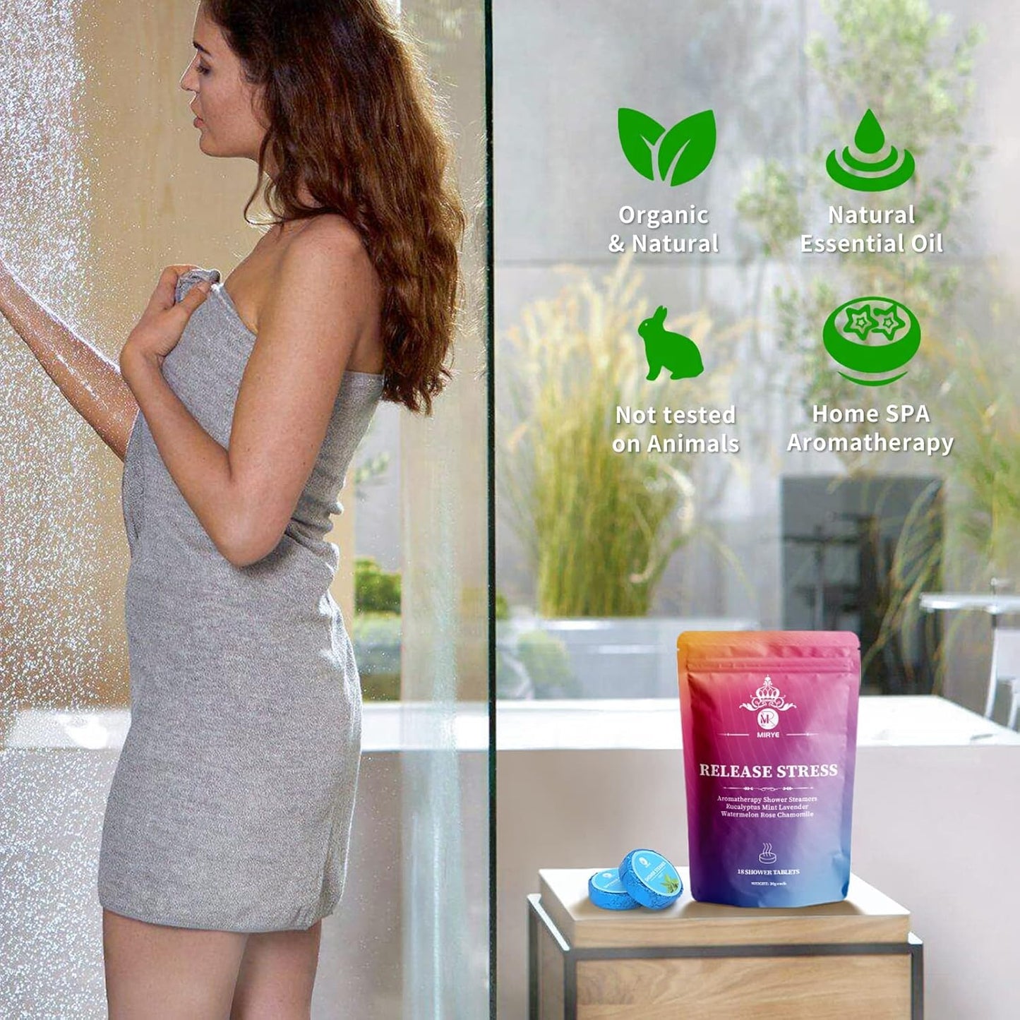 Shower Steamers Aromatherapy for Women or Men, Organic with Chamomile Rose Lavender Mint Watermelon Eucalyptus Essential Oil, 18-Pack Shower Bombs Birthday Gift