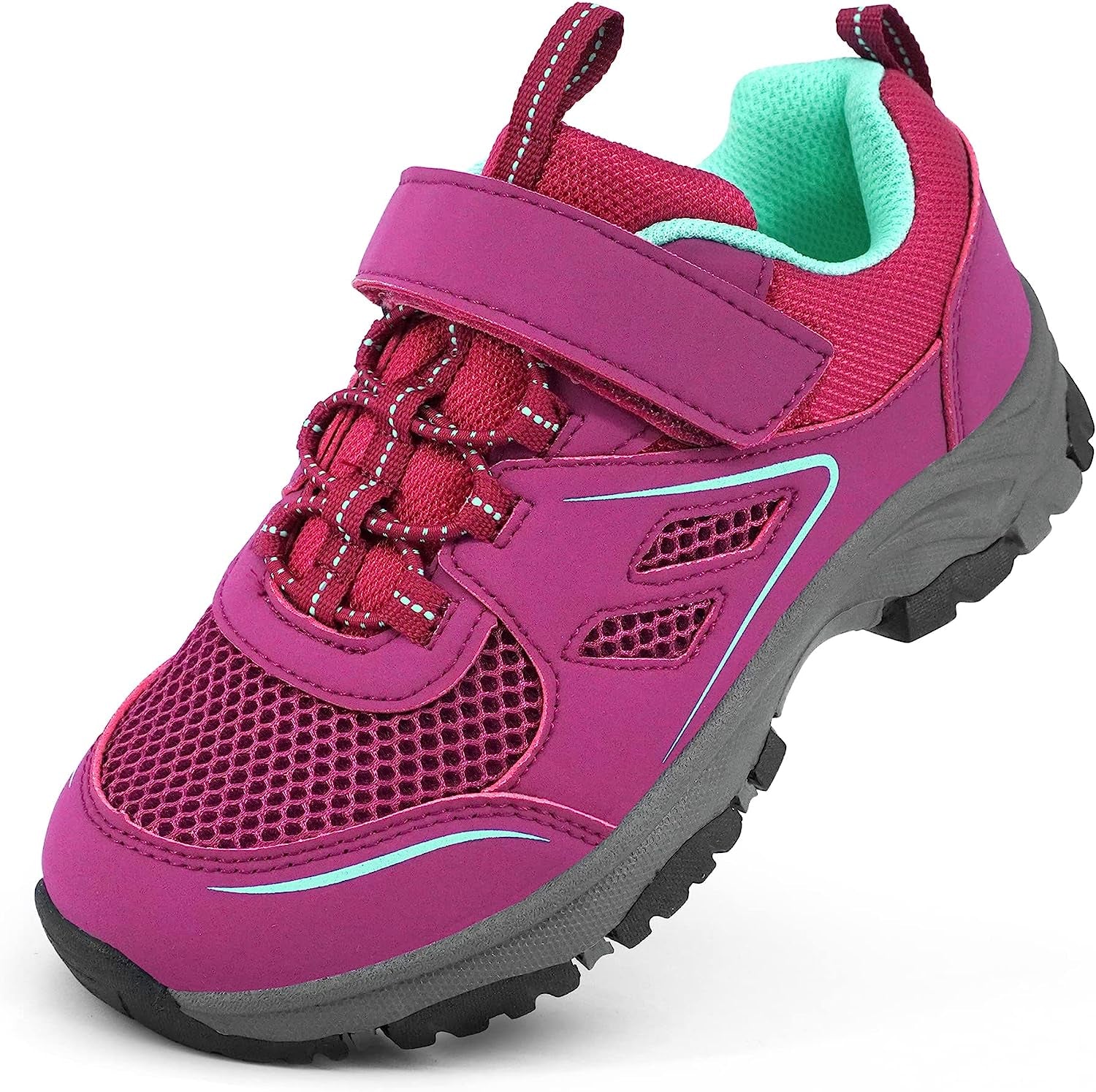 Kids Trail Running Shoes Boys Hiking Shoes Girls Hiking Boots Tennis Outdoor Slip Resistant Comfortable Sneakers for Big Kid Purple Size 5