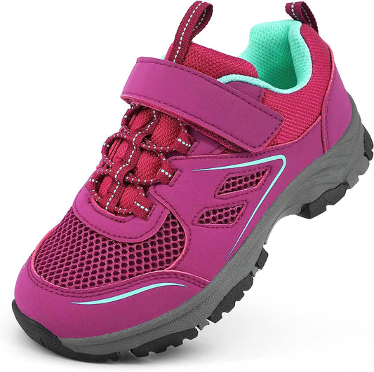 Kids Trail Running Shoes Boys Hiking Shoes Girls Hiking Boots Tennis Outdoor Slip Resistant Comfortable Sneakers for Big Kid Purple Size 5