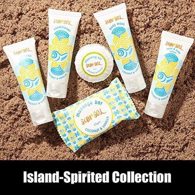 Sun + Sol Bulk Moisturizing Massage Bar with Warm Coconut & Vanilla Fragrances, Sachet Wrapped Travel Size Toiletries