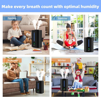 6L Humidifiers for Bedroom Large Room Home, Cool and Warm Humidifiers for Baby and Plants Mist Top Fill Desk Humidifiers Essential Oil Diffuser, Quiet with Adjustable Mist,360°Nozzle-Black