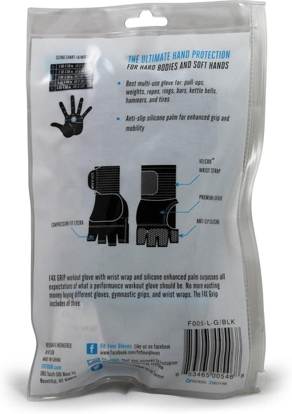 the F4X Spartan Grip - with Enhanced Silicone Palm Callus Guard WOD Workout Gloves for Weight Lifting & Cross Training Athletes
