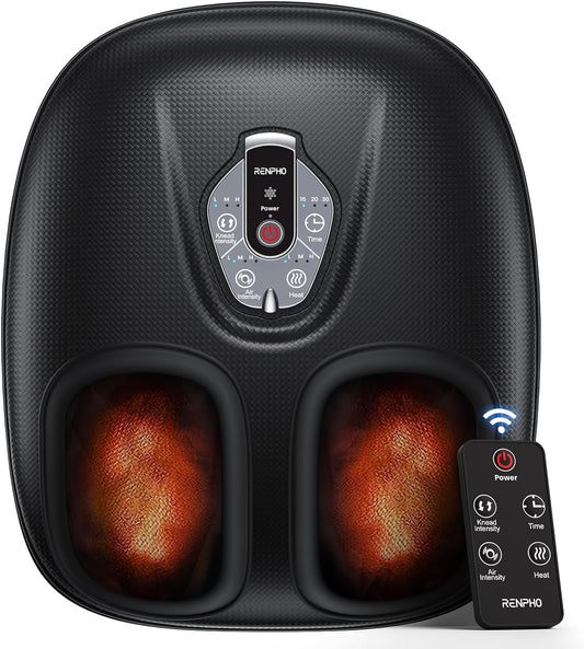 Foot Massager Machine with Heat [2025 Upgraded], FSA HSA Eligible Foot Massager, Valentines Day Gifts for Women Men Mom, 3 Heat Levels, Wireless Control Shiatsu Foot Massager, True Foot Massage