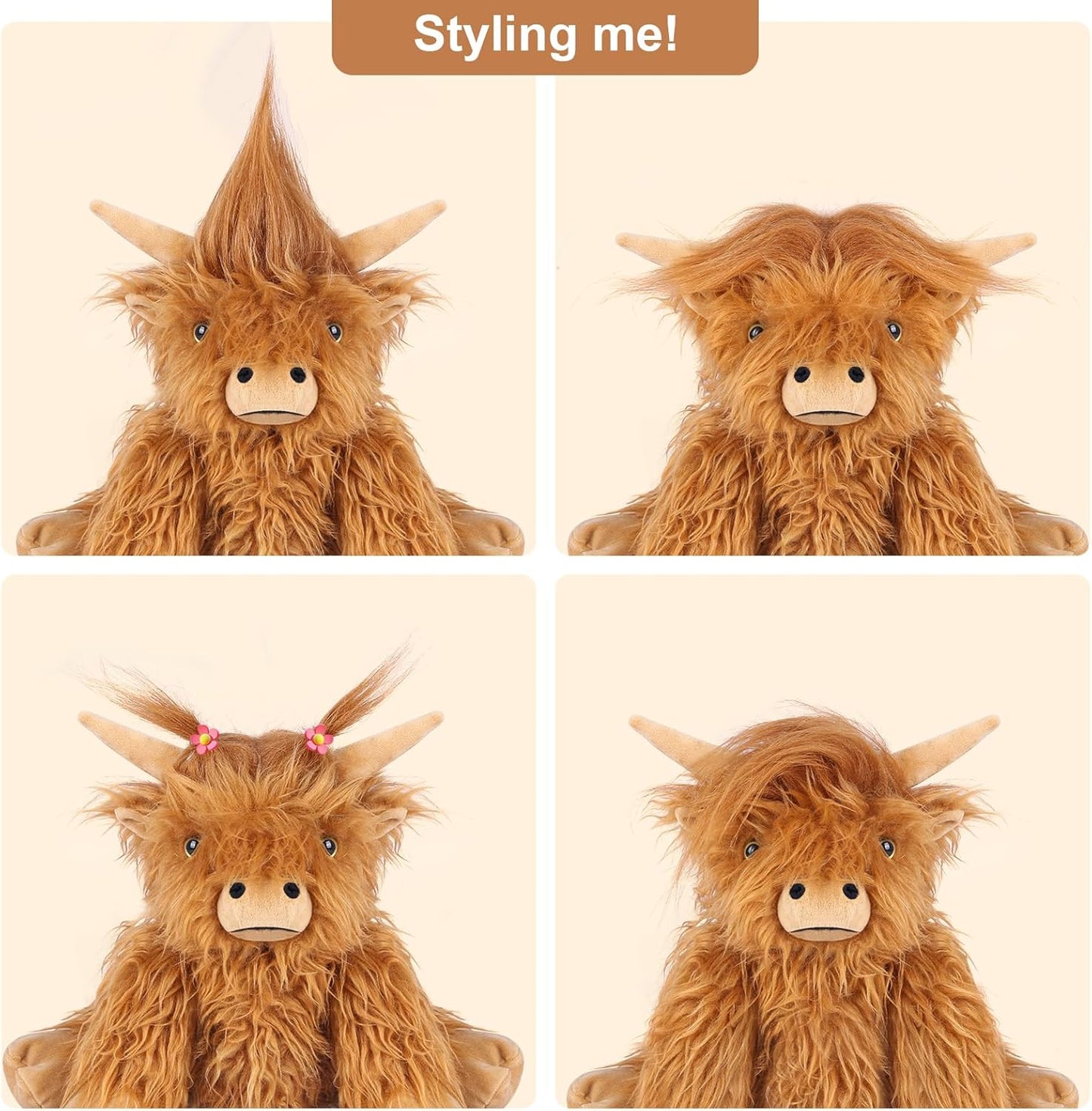 Highland Cow Stuffed Animals, Microwavable Stuffed Animals Heating Pad for Cramps & Pain, Lavender Scented Highland Cow Plush for Stress Relief, Stuffed Cow Gifts Plush Toys, Highland Cattle