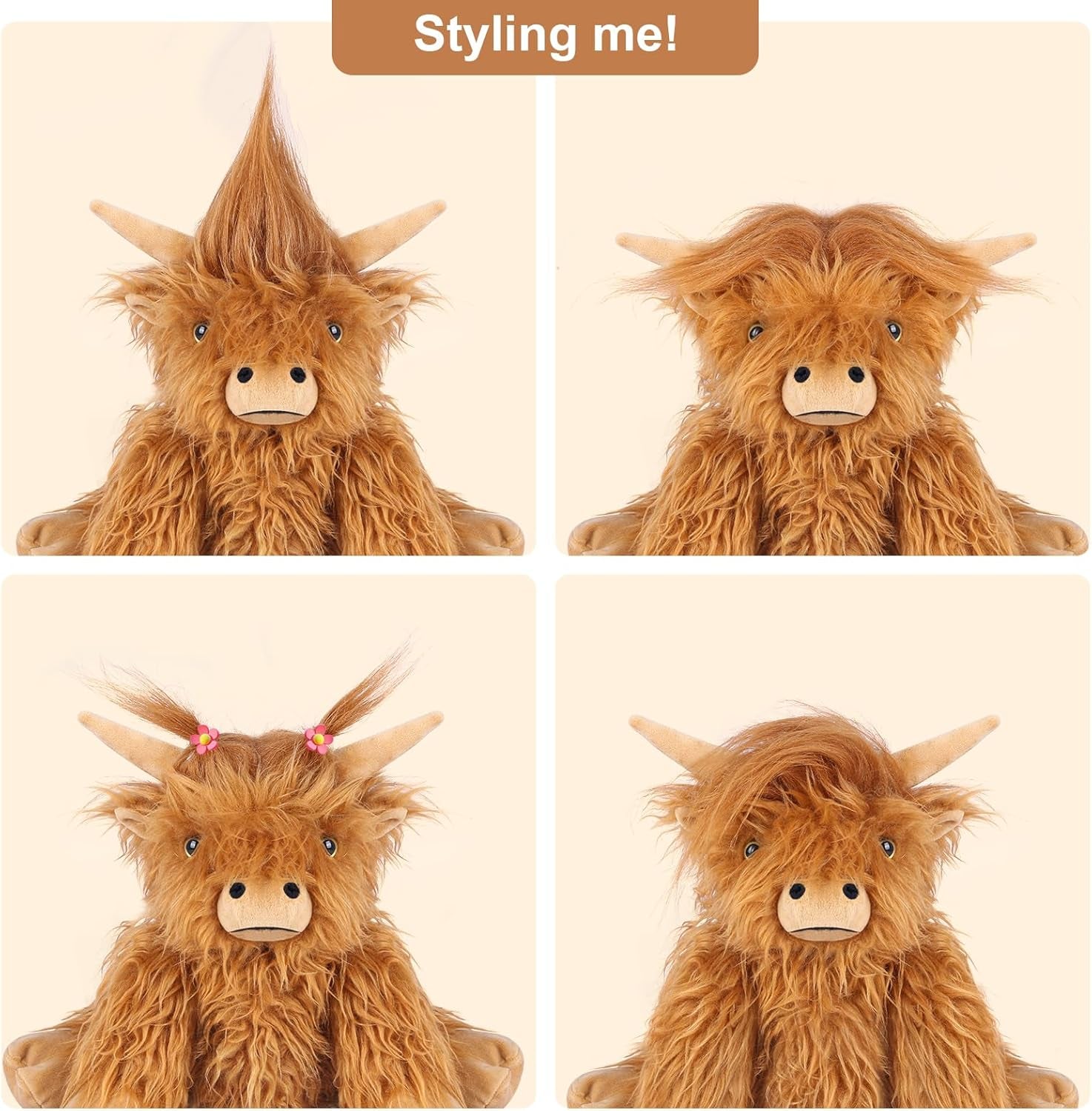 Highland Cow Stuffed Animals, Microwavable Stuffed Animals Heating Pad for Cramps & Pain, Lavender Scented Highland Cow Plush for Stress Relief, Stuffed Cow Gifts Plush Toys, Highland Cattle