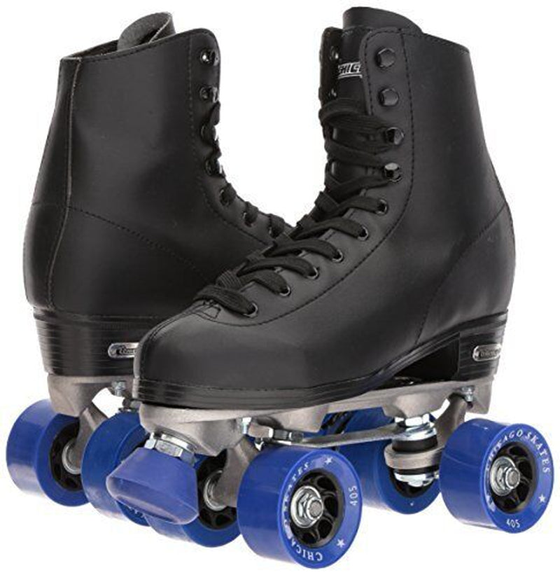 CHICAGO SKATES Men'S Classic Roller Skates - Premium Black Quad Rink Skates