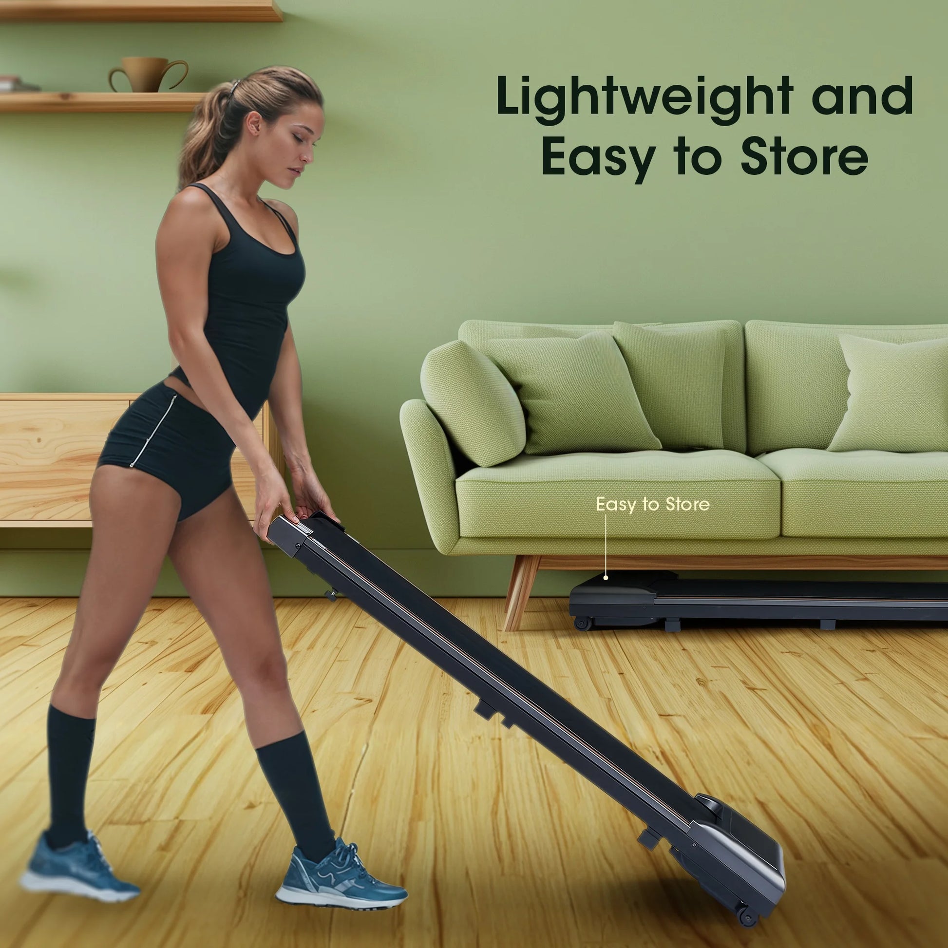 2 in 1 Under Desk Treadmill with Remote Control - Lightweight Walking Pad for Home Office Workouts, Speed Range 0.6-3.8 mph