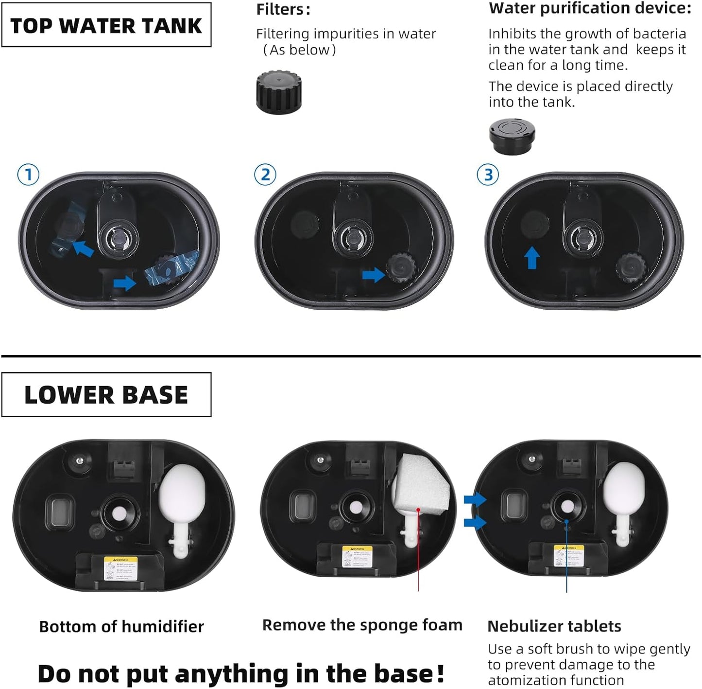 6L Humidifiers for Bedroom Large Room Home, Cool and Warm Humidifiers for Baby and Plants Mist Top Fill Desk Humidifiers Essential Oil Diffuser, Quiet with Adjustable Mist,360°Nozzle-Black