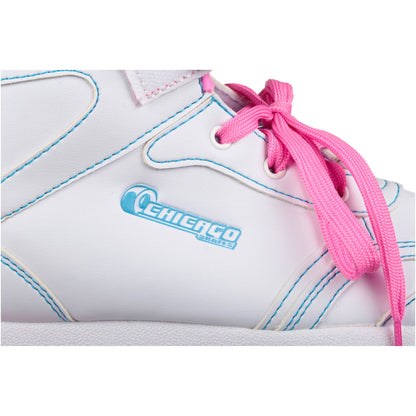 Girls' Quad Roller Skates White/Pink/Teal Sidewalk Skates, Size 3