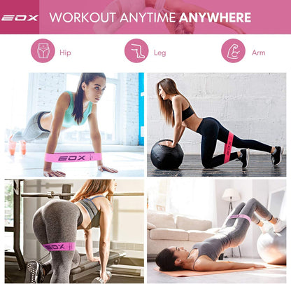 Ultimate Non-Slip Resistance Fabric Loop Bands for Legs & Glutes - 5 Levels of Hip Training (Pink)