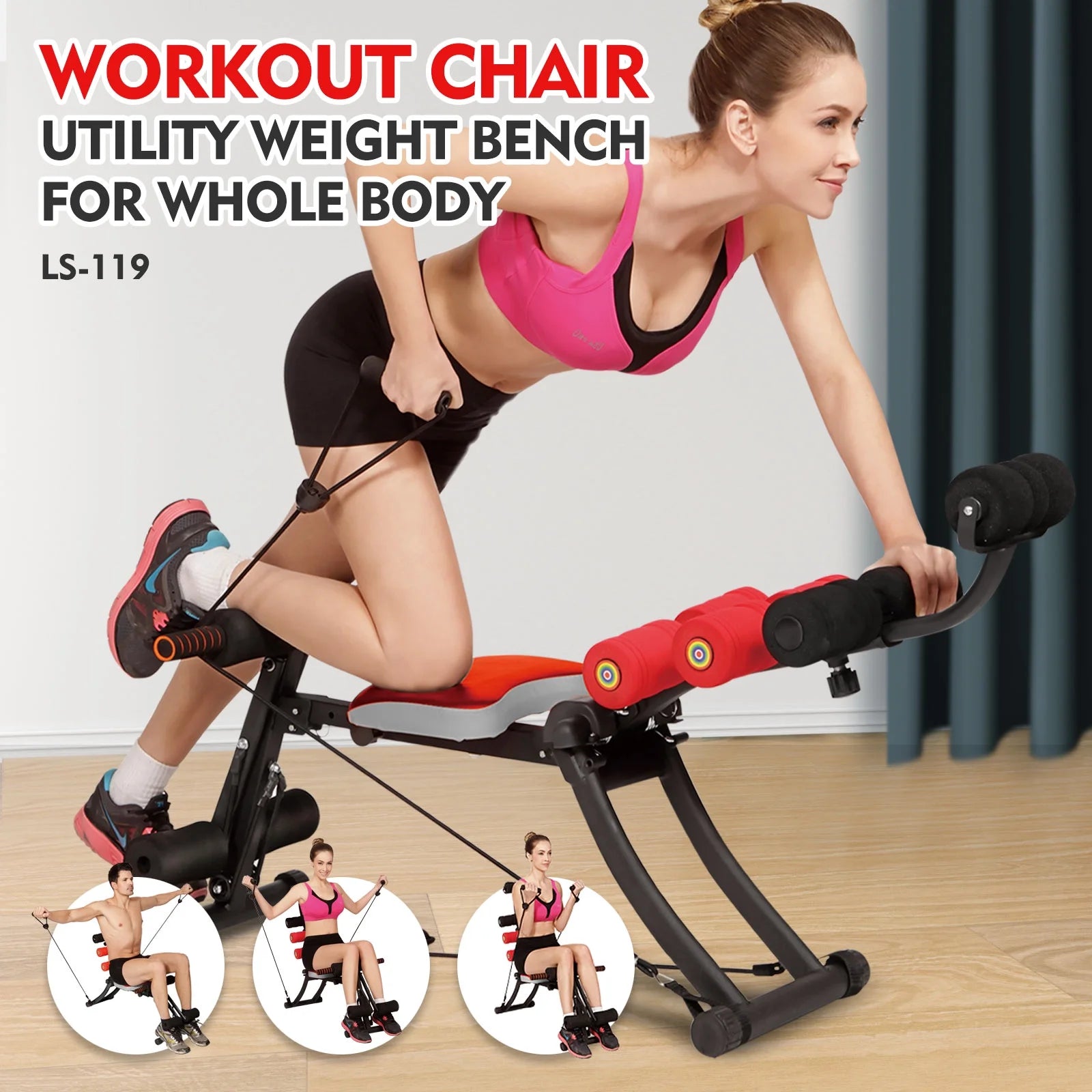 21 in 1 Wonder Master Core & Abdominal Workout Chair,Foldable & Adjustable Rowing Machine,22 Ways to Exercise,Fitness Equipment for Home Gym Sports