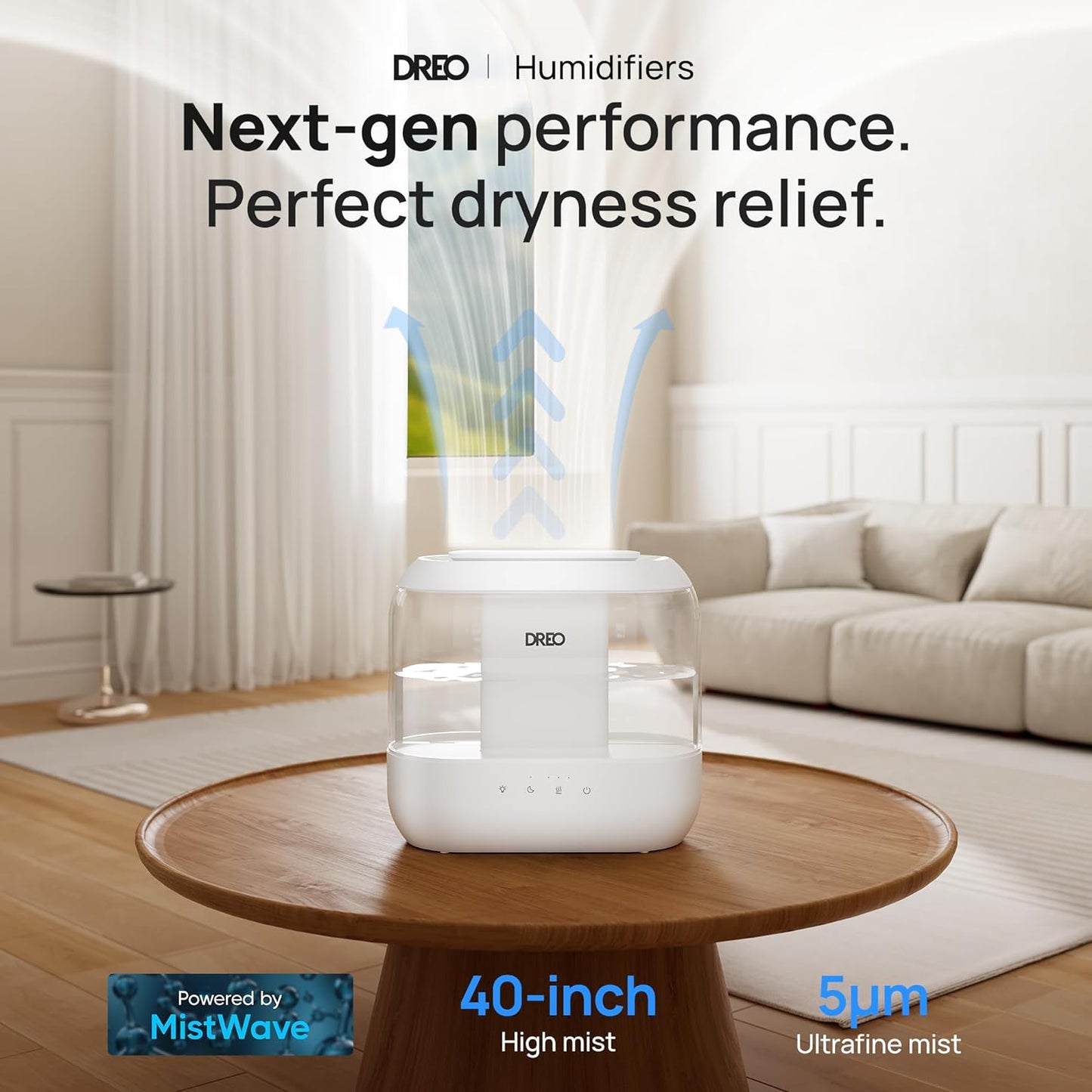 Humidifiers for Bedroom, Top Fill 4L Supersized Cool Mist Humidifier, 32H Runtime, 28 Db Quiet Ultrasonic Air Humidifier for Large Room, Plants, Baby Nursery, Indoor, Night Light, Easy to Clean