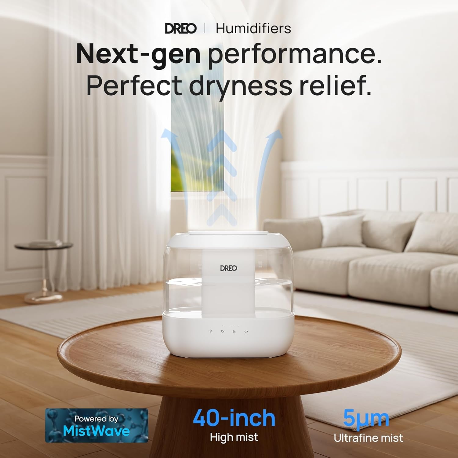Humidifiers for Bedroom, Top Fill 4L Supersized Cool Mist Humidifier, 32H Runtime, 28 Db Quiet Ultrasonic Air Humidifier for Large Room, Plants, Baby Nursery, Indoor, Night Light, Easy to Clean