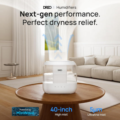 Humidifiers for Bedroom, Top Fill 4L Supersized Cool Mist Humidifier, 32H Runtime, 28 Db Quiet Ultrasonic Air Humidifier for Large Room, Plants, Baby Nursery, Indoor, Night Light, Easy to Clean