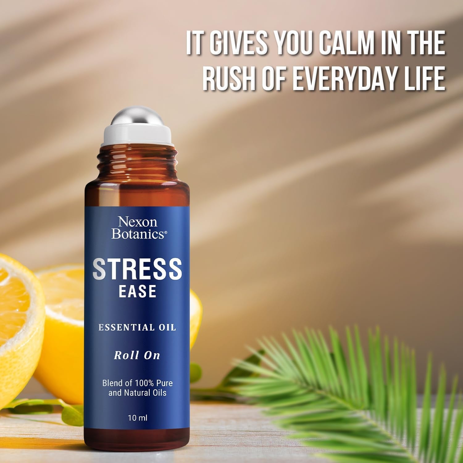 Stress Ease Essential Oil Roll on Blend 10Ml - Natural Stress Relief Essential Oils Roll-On - Pure Lavender, Geranium and Frankincense Oil Blend - Stress Away -