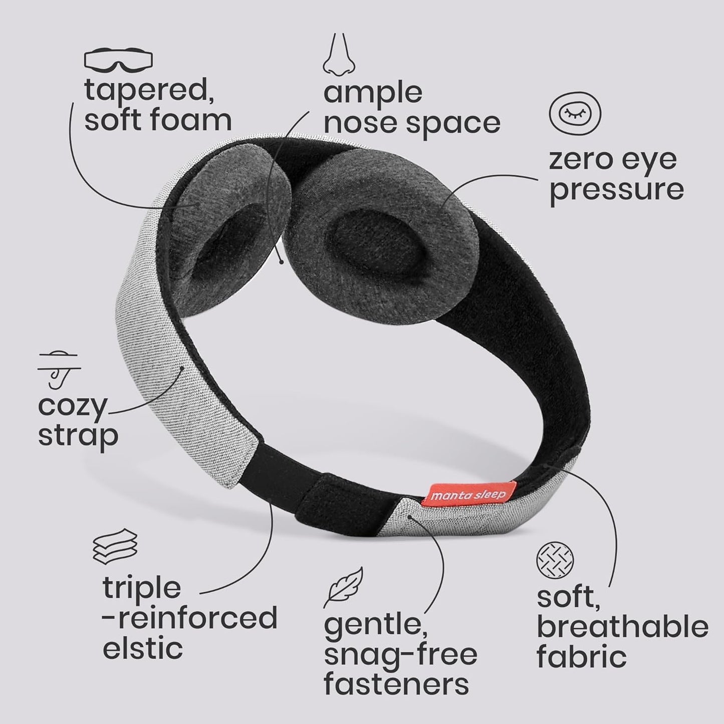 Mask - 100% Light Blocking Eye Mask, Adjustable Sleeping Mask with Detachable Eye Cups, Ultra Comfortable for Women & Men, Zero Pressure on Lashes, Perfect for Deep Rest/Travel/Shift Work