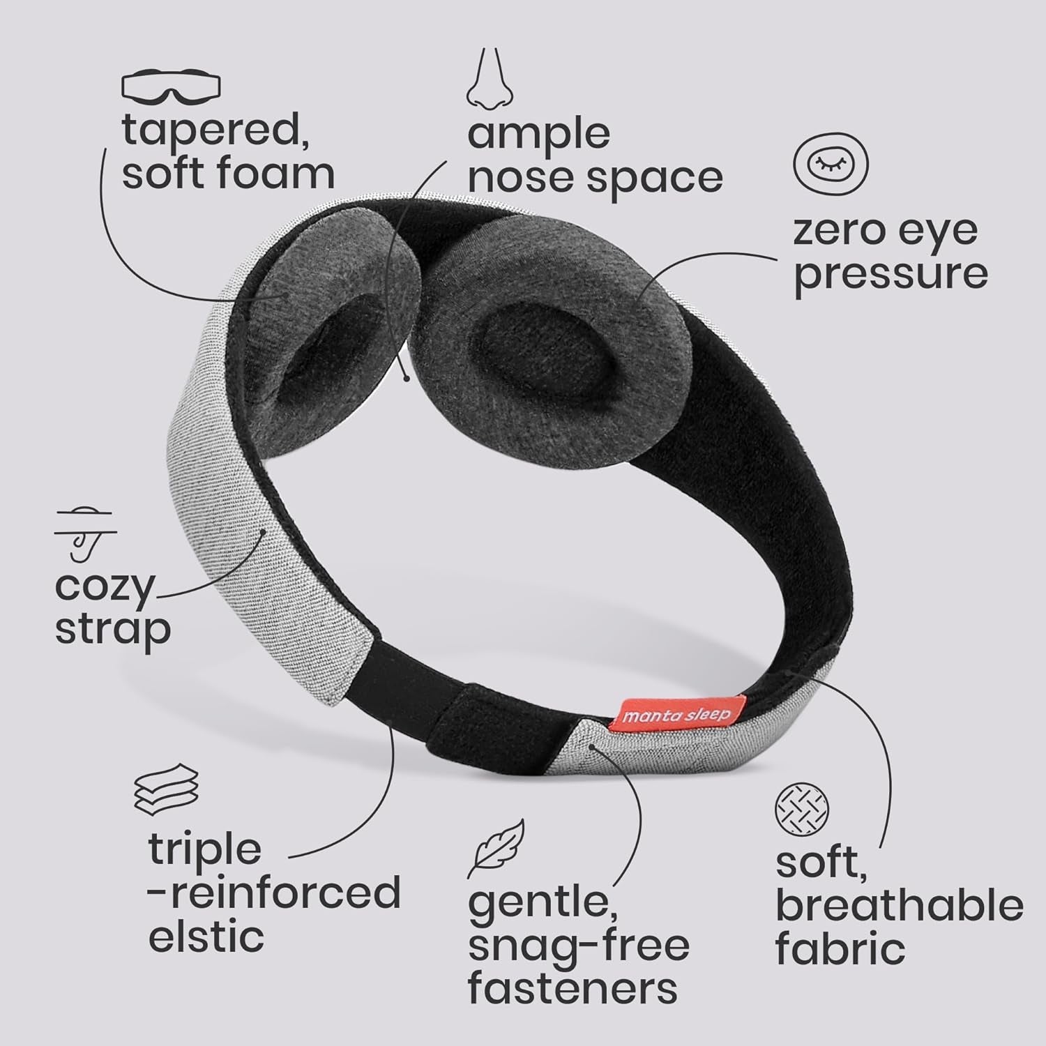 Mask - 100% Light Blocking Eye Mask, Adjustable Sleeping Mask with Detachable Eye Cups, Ultra Comfortable for Women & Men, Zero Pressure on Lashes, Perfect for Deep Rest/Travel/Shift Work
