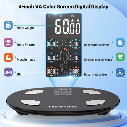 Smart Body Weight Scale, BMI & 25 Health Metrics, 400Lb Capacity for Home & Fitness