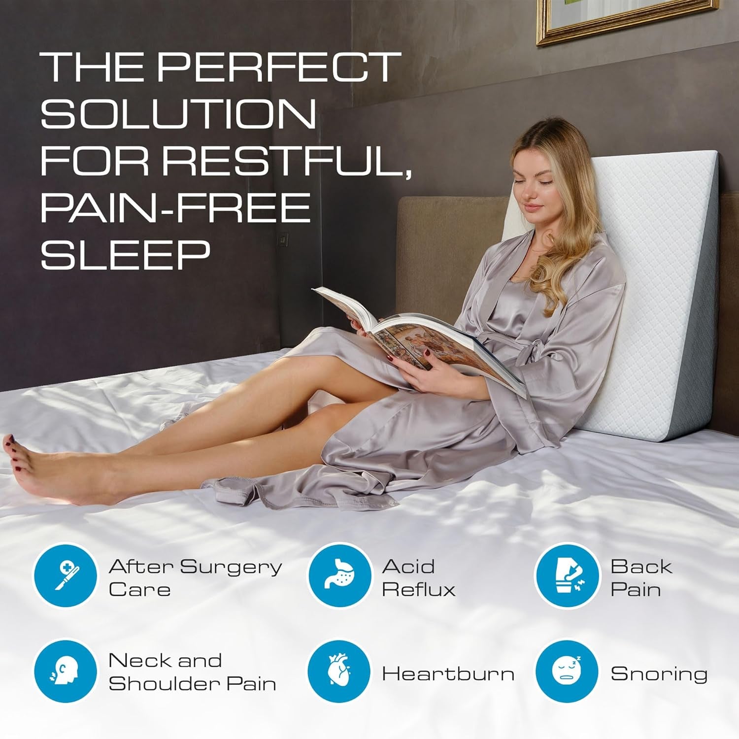 Kӧlbs Bed Wedge Pillow with Memory Foam Top Chic Jacquard Cover Wedge Pillow for Sleeping and Acid Reflux, Heartburn, Wedge Pillow for Sleep Apnea Wedge Pillow for Back Pain Relief
