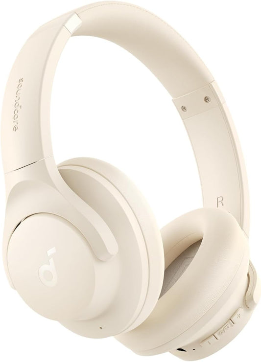 by  Q20I Hybrid Active Noise Cancelling Headphones, Wireless Over-Ear Bluetooth, 40H Long ANC Playtime, Hi-Res Audio, Big Bass, Customize via an App, Transparency Mode (White)