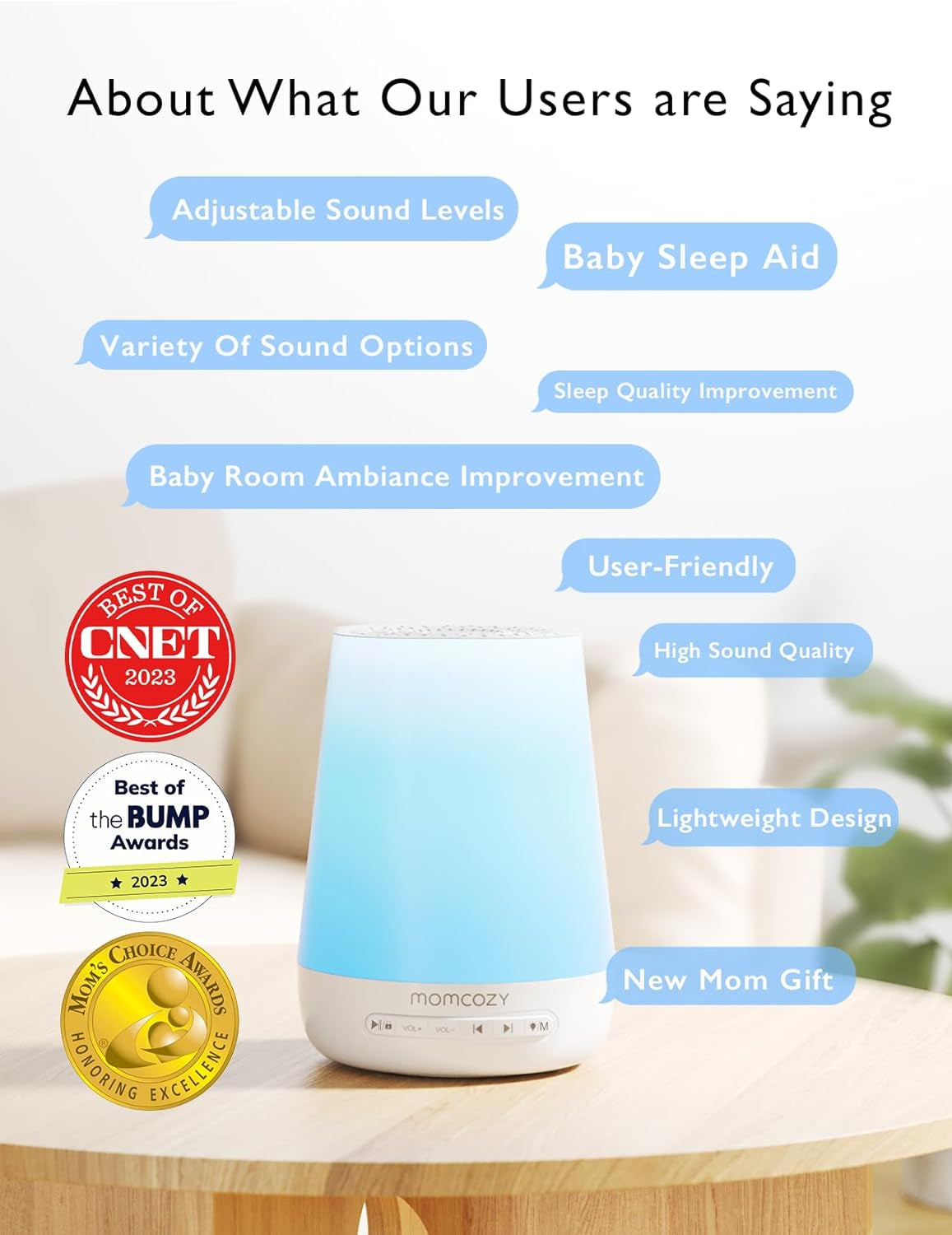 Baby Sound Machine,  White Noise Machine for Baby Sleeping with Night Light, Toddler Sleep Trainer 34 Soothing Sleep Sounds, Timer, App Remote Control, Personal Sleep Routine Alarm Clock(Blue)
