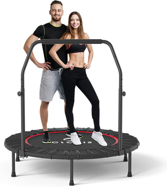 Mini Trampoline for Adults Kids, Cardio Exercise Trampoline, Thick Steel Spring Fitness Workout Rebounder Trampoline Indoor Outdoor 5 Height Adjust Load 500Lbs