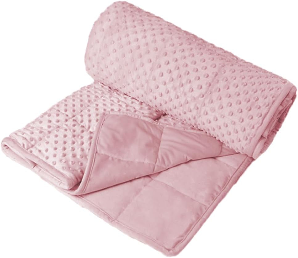 Reversible Weighted Blanket for All Season, Luxury Velvet, Warm and Cool, Adult Kids 5Lb Weighted Blanket, Enjoy Sleeping Anywhere(Pink,36"X48" 5Lbs)