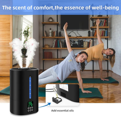 6L Humidifiers for Bedroom Large Room Home, Cool and Warm Humidifiers for Baby and Plants Mist Top Fill Desk Humidifiers Essential Oil Diffuser, Quiet with Adjustable Mist,360°Nozzle-Black