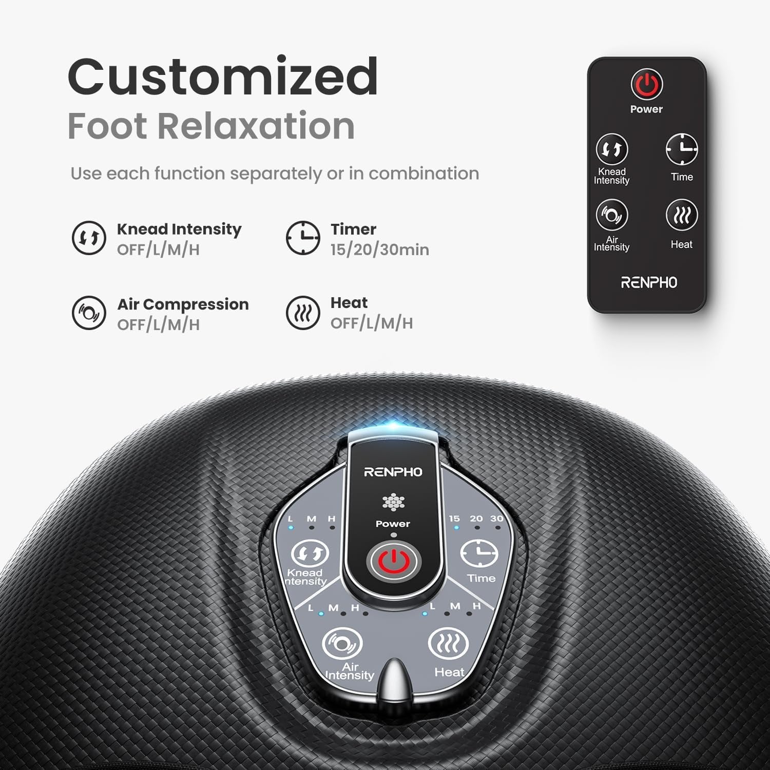 Foot Massager Machine with Heat [2025 Upgraded], FSA HSA Eligible Foot Massager, Valentines Day Gifts for Women Men Mom, 3 Heat Levels, Wireless Control Shiatsu Foot Massager, True Foot Massage