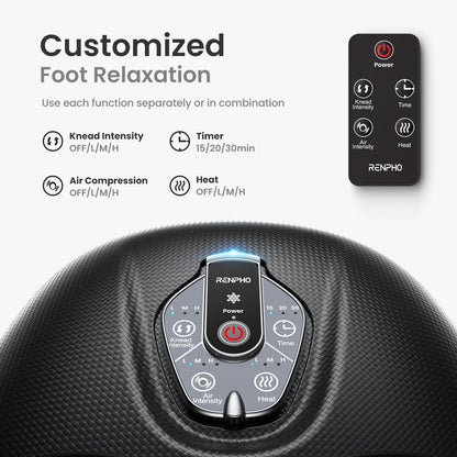 Foot Massager Machine with Heat [2025 Upgraded], FSA HSA Eligible Foot Massager, Valentines Day Gifts for Women Men Mom, 3 Heat Levels, Wireless Control Shiatsu Foot Massager, True Foot Massage