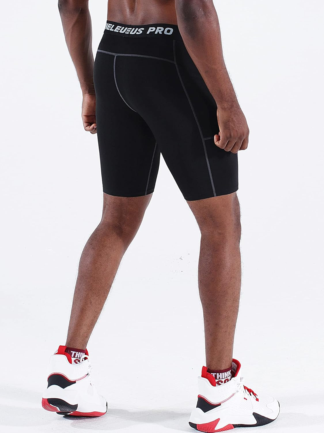 Men'S Compression Short with Pocket Dry Fit Yoga Running Shorts Pack of 3