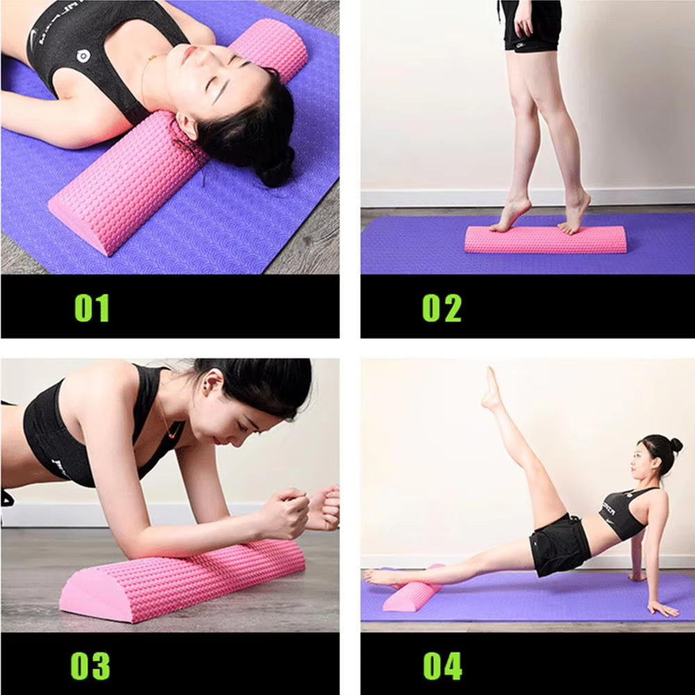 Half round EVA Foam Roller Semi-Circular Massage EVA Foam Shaft Yoga Pilates Fitness Equipment with Massage Floating Point