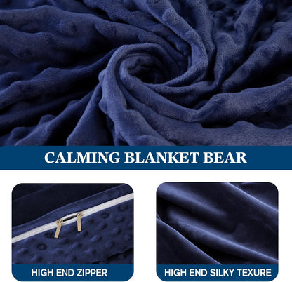 Weighted Blanket with Cover Removable Soft Blue Heavy Blanket Microfiber Washable Heated Weighted Throw Blanket Winter Warm Weighted Comforter 7Lbs, 40 * 60