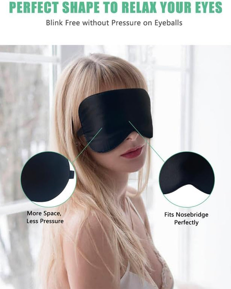Sleep Mask, 2 Pack 100% Real Natural Pure Silk Eye Masks with Adjustable Strap for Sleeping, Mulberry Silk Eye Sleep Shade Cover, Block Light Reduces Puffy Eyes Traveling Gifts
