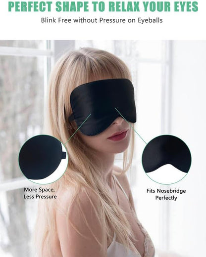 Sleep Mask, 2 Pack 100% Real Natural Pure Silk Eye Masks with Adjustable Strap for Sleeping, Mulberry Silk Eye Sleep Shade Cover, Block Light Reduces Puffy Eyes Traveling Gifts