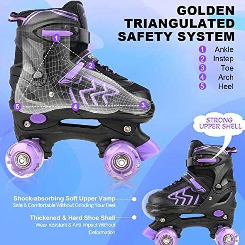Kids Roller Skates for Boys Adjustable Roller Skates for Men Women Large Purple