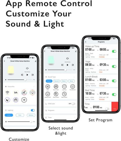 Baby Sound Machine,  White Noise Machine for Baby Sleeping with Night Light, Toddler Sleep Trainer 34 Soothing Sleep Sounds, Timer, App Remote Control, Personal Sleep Routine Alarm Clock(Blue)
