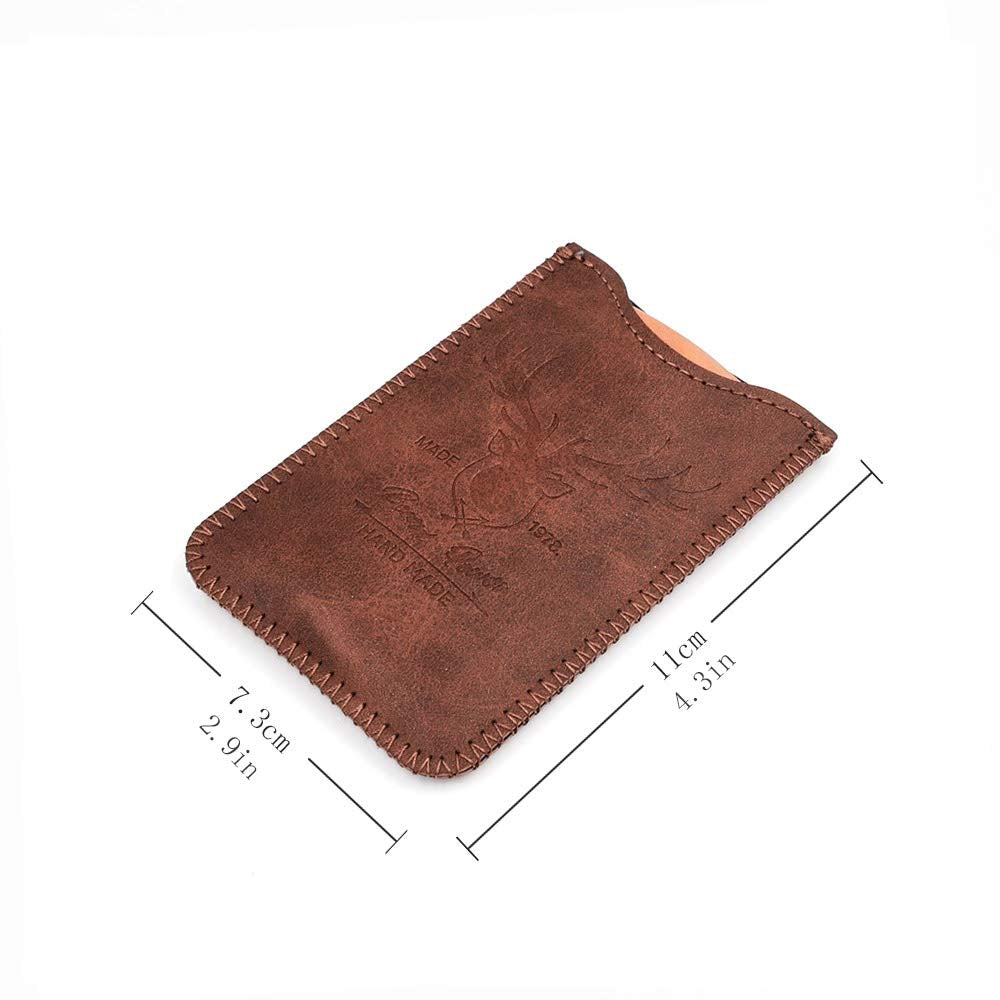 Wooden Comb with Durable Case - Fine & Coarse Teeth, Pocket Comb for Beards, Mustaches & Hair, Brown Deer Design