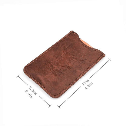 Wooden Comb with Durable Case - Fine & Coarse Teeth, Pocket Comb for Beards, Mustaches & Hair, Brown Deer Design